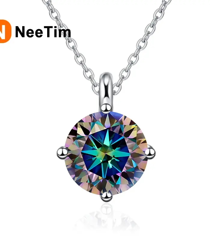 collar con colgante de moissanita auténtica para mujer, 1CT, 2CT, Plata de Ley 925 de alta calidad, joyería de lujo para fiesta de boda y novia 1