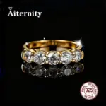 Anillo de moissanita de prueba de diamante y anillos Unisex de circón, anillo de plata 100% Real S925 para hombres y mujeres, brillante de lujo D VVS1 1