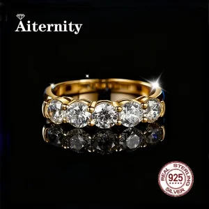 Anillo de moissanita de prueba de diamante y anillos Unisex de circón, anillo de plata 100% Real S925 para hombres y mujeres, brillante de lujo D VVS1 1