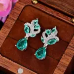 Huitan-pendientes colgantes de circonia cúbica verde para mujer, aretes femeninos de compromiso de boda, accesorios elegantes, regalo elegante 3