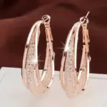 Pendientes de aro de piedra de cristal de Color dorado, forma de Metal retorcido, chapado en plata, nuevos pendientes de moda para mujer, joyería de fiesta, regalo de cumpleaños 4