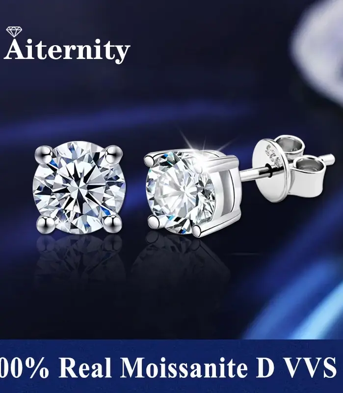 Promoción 100% Plata de Ley D VVS1 Pass Diamond Tester Pen Moissanite Stud pendientes para mujeres 2 certificados GRA Moissanite 2