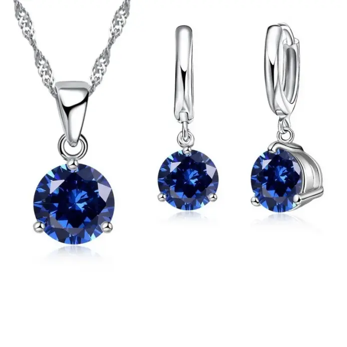 Conjuntos de joyas elegantes para boda, Collar con colgante de cristal, Color caramelo, Plata de Ley 925, pendientes 1
