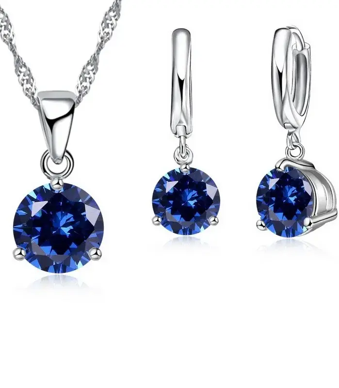Conjuntos de joyas elegantes para boda, Collar con colgante de cristal, Color caramelo, Plata de Ley 925, pendientes 1