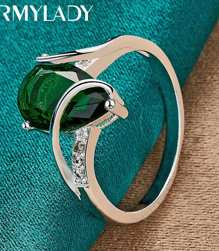 Plata de Ley 925 Gota de Agua Turquesa 7-10 # Anillo para mujer, joyería de moda de compromiso con dije de boda 1