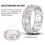 Anillos de circón en forma de corazón rosa para mujer, joyería de compromiso de boda romántica fina, anillos de Color plateado, primavera 925 21
