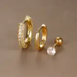 Conjunto de pendientes de aro de círculo redondo para mujer, aretes pequeños de acero inoxidable para Piercing de cartílago, joyería, 3 uds. 1