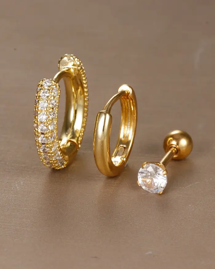 Conjunto de pendientes de aro de círculo redondo para mujer, aretes pequeños de acero inoxidable para Piercing de cartílago, joyería, 3 uds. 1