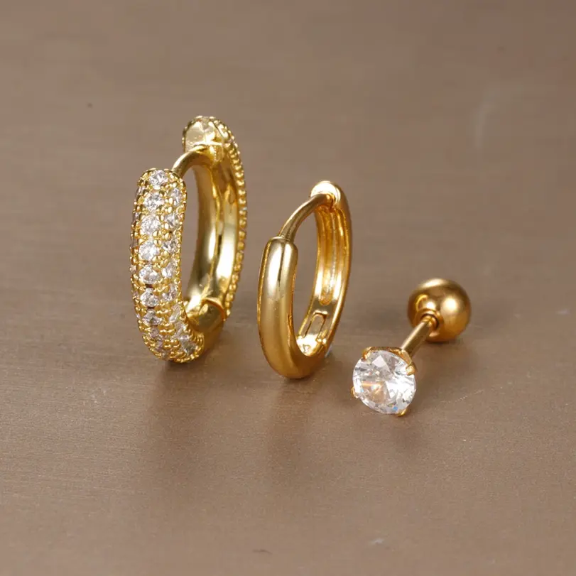 Conjunto de pendientes de aro de círculo redondo para mujer, aretes pequeños de acero inoxidable para Piercing de cartílago, joyería, 3 uds. 1