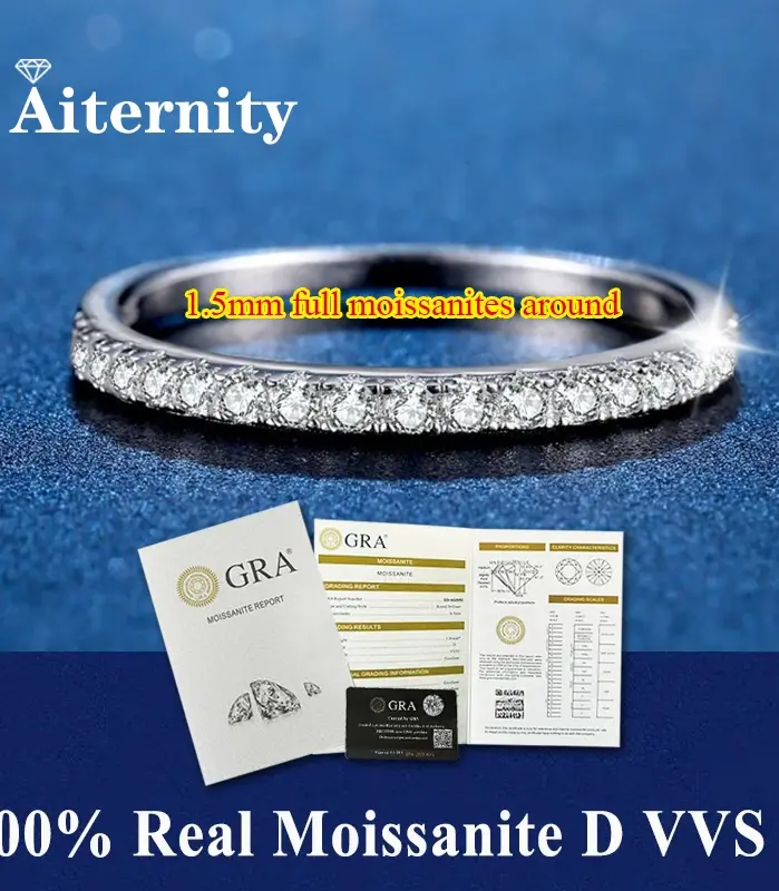 100% Pass Diamond Tester Pen Moissanite Anillo de cola única para mujer Banda de diamantes de boda a juego para mujer Anillo de plata de ley 925 2