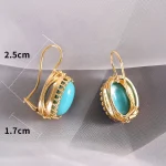 Pendientes de gancho únicos de Color dorado, pendientes de cristal ovalados verdes para mujer, regalo de aniversario, fiesta, compromiso, boda, joyería para mujer 5