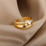 Anillos de Corazón para Mujer, Chapados en Oro, Ajustables, de Acero Inoxidable, Tendencia 2026, Joyería de Lujo para Parejas de Boda, Anillos para Mujer 5
