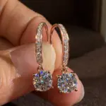 pendientes de gancho minimalistas con colgante redondo de circonia cúbica para mujer, accesorios simples y elegantes para las orejas, joyería de moda diaria para fiesta 1