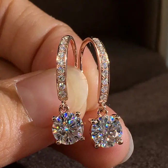 pendientes de gancho minimalistas con colgante redondo de circonia cúbica para mujer, accesorios simples y elegantes para las orejas, joyería de moda diaria para fiesta 1