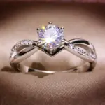 anillos de piedra de circonia con 6 garras para mujer, accesorios de banda de propuesta de Color plateado, joyería nupcial preciosa 1