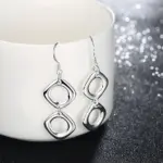 Conjunto de pendientes y collar cuadrado redondo de Plata de Ley 925 para mujer, joyería con dijes de moda para fiesta de compromiso y boda 4