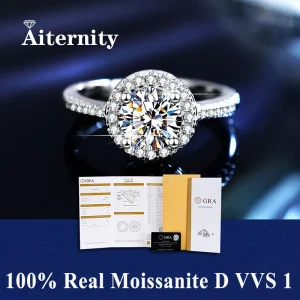 Anillo de moissanita de Color D para mujer, anillo de moissanita de plata s925 de 1-2 quilates para mujer, anillos de boda de moissanita de lujo para mujer 1