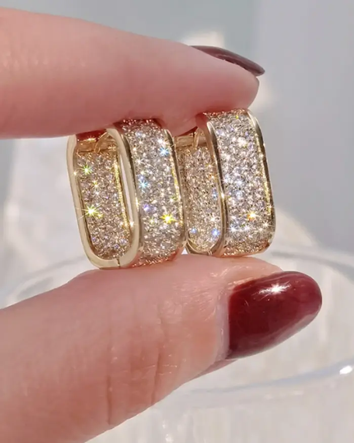 pendientes de aro de circonia cúbica pavimentados para mujer, moda coreana, Color Metal plateado/dorado, pendientes simples y versátiles para niñas, joyería novedosa 2