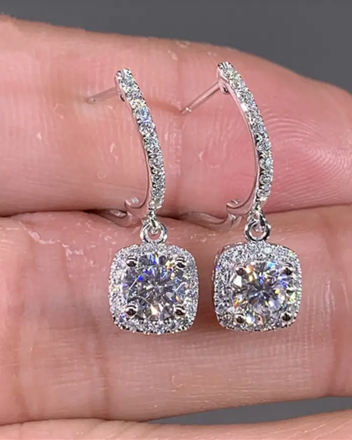 nueva moda, pendientes colgantes con forma cuadrada, joyería de boda de compromiso nupcial brillante, pendiente colgante elegante para mujer, bonito regalo 2