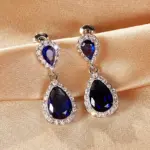 Huitan-pendientes colgantes a la moda para mujer, accesorios para fiesta de boda, estilo 6 colores, circonita cúbica de pera con incrustaciones, joyería elegante y versátil 5