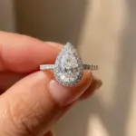 Anillo de circón con forma de pera brillante Simple de Plata de Ley 925 de 1CT para mujer, joyería fina de lujo de alta calidad para compromiso y boda 2