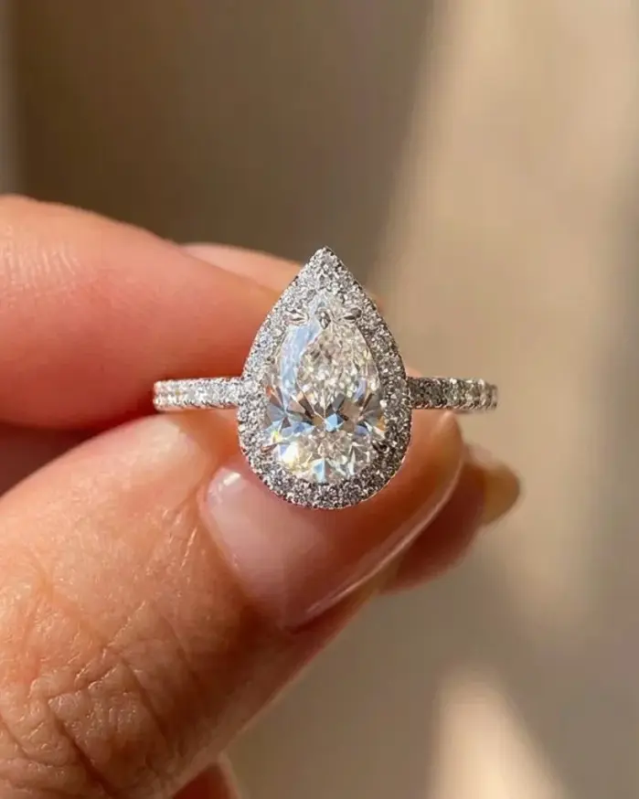 Anillo de circón con forma de pera brillante Simple de Plata de Ley 925 de 1CT para mujer, joyería fina de lujo de alta calidad para compromiso y boda 2