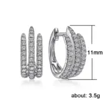 pendientes de aro sencillos de tres líneas para mujer, Mini pendientes circulares de circonia cúbica de cristal de lujo, joyería moderna de moda 4
