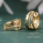 Pendiente de aro geométrico chapado en oro de circonia sintética a la moda para mujer, accesorios de joyería de boda para banquete exquisito clásico 5