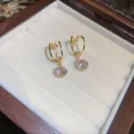 Exquisitos pendientes de circón para mujer, pendientes de gota en forma de C de diseño único, pendientes colgantes de línea de malla de color dorado, joyería femenina 4