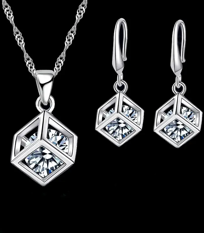 Collares de Color plata esterlina 925, pendientes, conjuntos de joyería, gran oferta, circonita cúbica, accesorio de aniversario de compromiso para mujeres y niñas 1