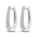 Pendientes de plata de ley 925 para mujer, aretes largos de aro en forma de U de circonio brillante para regalos de joyería de boda y aniversario 1