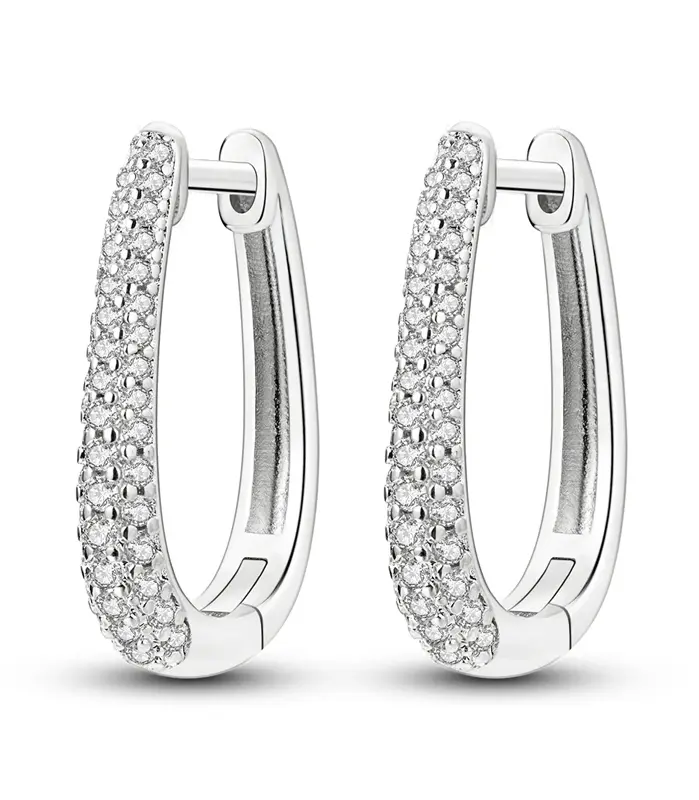 Pendientes de plata de ley 925 para mujer, aretes largos de aro en forma de U de circonio brillante para regalos de joyería de boda y aniversario 1