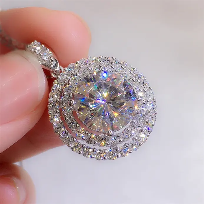 precioso collar de boda para novia, mosaico de circonia cúbica AAA, colgante redondo, accesorios elegantes para el cuello, joyería de moda 2