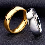 Anillo Simple de titanio de 6mm para hombres y mujeres, anillos de boda de alto pulido para prevenir alergias, regalos de joyería para dedo de pareja de acero inoxidable 1
