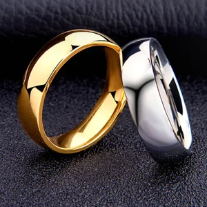 Anillo Simple de titanio de 6mm para hombres y mujeres, anillos de boda de alto pulido para prevenir alergias, regalos de joyería para dedo de pareja de acero inoxidable 1