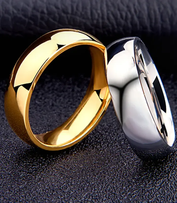 Anillo Simple de titanio de 6mm para hombres y mujeres, anillos de boda de alto pulido para prevenir alergias, regalos de joyería para dedo de pareja de acero inoxidable 1