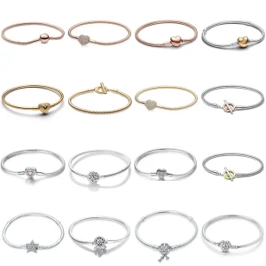 Plata de Ley 925 auténtica 17-20CM copo de nieve atrapasueños estrella pulsera Original apta para boda joyería fina fabricación DIY 1