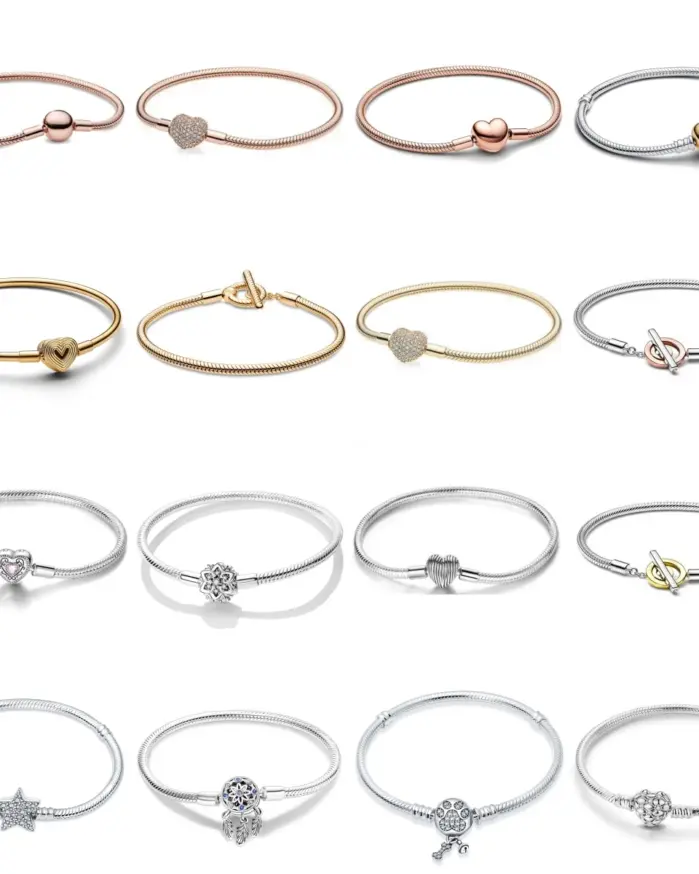 Plata de Ley 925 auténtica 17-20CM copo de nieve atrapasueños estrella pulsera Original apta para boda joyería fina fabricación DIY 1