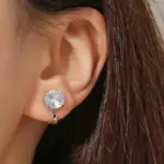 Pendientes de Clip de cobre de circonita cúbica redonda para mujer, Color dorado, cristal, Metal, fiesta, boda, joyería diaria, moda 5