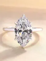 Anillo de circón Marquesa clásico Simple de Plata de Ley 925 de 1-3 quilates para mujer, joyería fina de lujo de alta calidad para compromiso y boda 2 Anillo de circón Marquesa clásico Simple de Plata de Ley 925 de 1-3 quilates para mujer, joyería fina de lujo de alta calidad para compromiso y boda 2