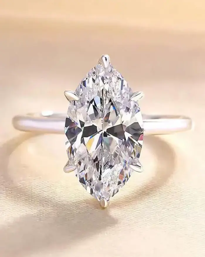 Anillo de circón Marquesa clásico Simple de Plata de Ley 925 de 1-3 quilates para mujer, joyería fina de lujo de alta calidad para compromiso y boda 2