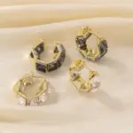Pendientes de aro chapados en oro con circonita cúbica para mujer, lujosos regalos de joyería para fiesta Huggies 5