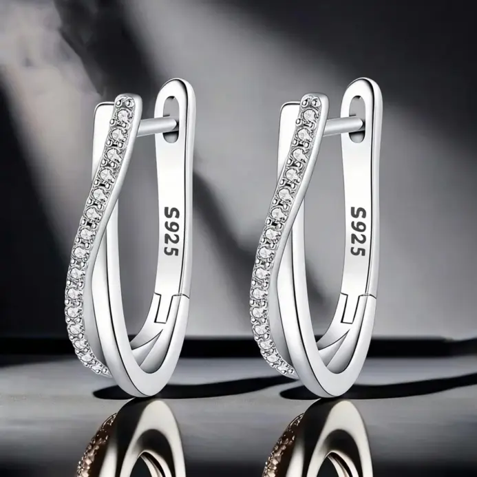 Pendientes de plata 925 con forma de estrella retorcida, joyería, pendientes de aro versátiles para mujer, joyería fina, regalos de fiesta de cumpleaños 1