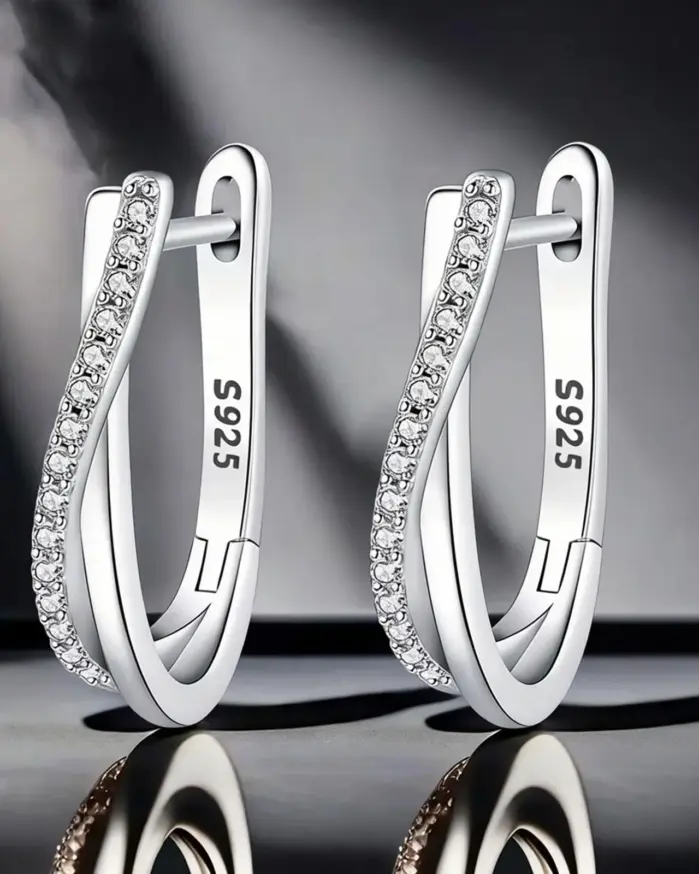 Pendientes de plata 925 con forma de estrella retorcida, joyería, pendientes de aro versátiles para mujer, joyería fina, regalos de fiesta de cumpleaños 1