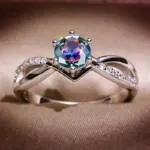 anillos de piedra de circonia con 6 garras para mujer, accesorios de banda de propuesta de Color plateado, joyería nupcial preciosa 6