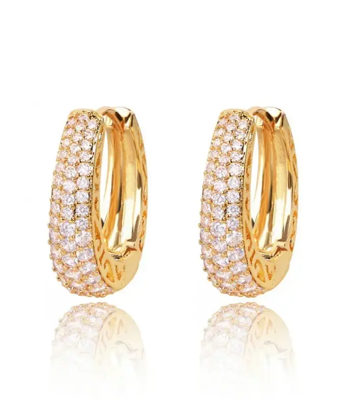 Pendientes de Aro Huecos Color Oro para Mujer, con Circonitas Cúbicas Deslumbrantes, Lujosos y Modernos, Joyería de Declaración 2