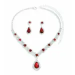 Juego de 3 piezas de collar de gota de cristal para mujer con pendientes para accesorios de vestido de noche de boda 5