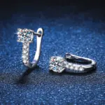 Pendientes de moissanita y circonita de 1 quilate, color D, chapados en plata 925 con oro blanco de 18 quilates, joyería exquisita para mujer 3