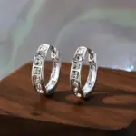 Nuevos pendientes de circón brillantes de Plata de Ley 925, pendientes redondos circulares para mujer, joyería elegante de moda, regalos de fiesta de cumpleaños 3