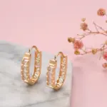 Kinel nueva moda pendientes de aro de circón Natural para mujer 585 Color oro rosa flor hueca joyería fina para fiesta y boda 3